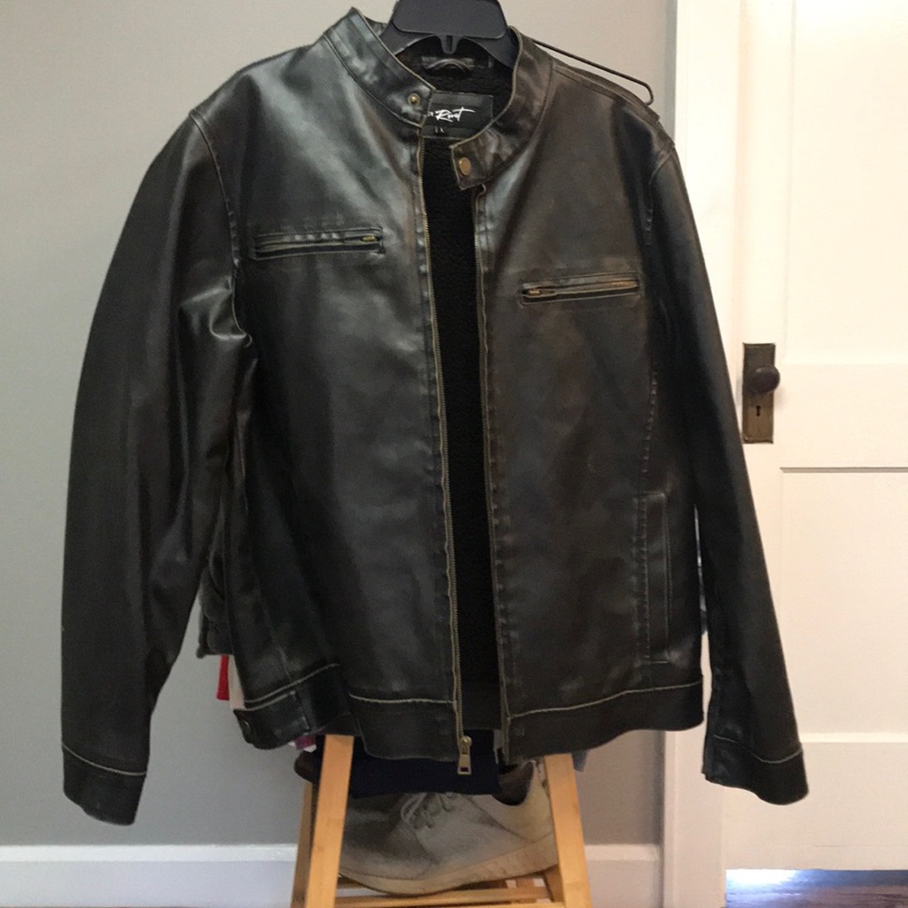 Leather Jacket: Black Rivet
